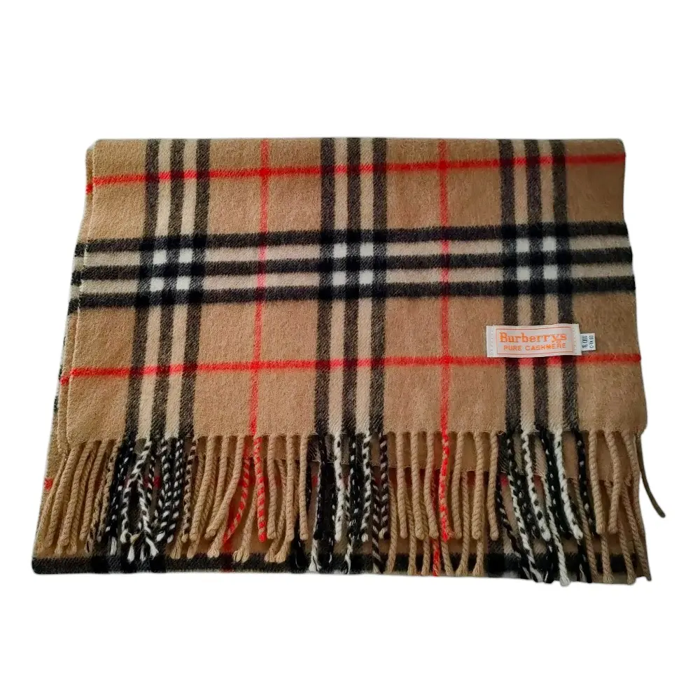BURBERRYS バーバリーズ バーバリー ヴィンテージ ノバチェック柄 カシミヤ100％ フリンジ マフラー ストール ベージュ