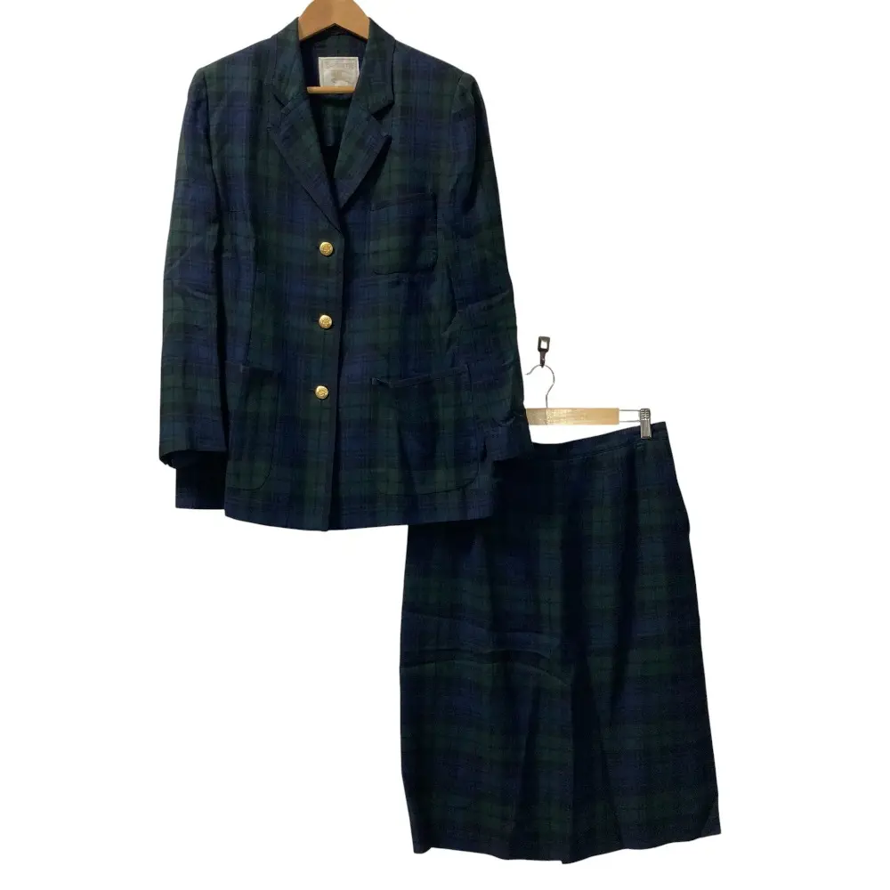 Burberrys バーバリーズ ブラックウォッチ チェック 金釦 ブレザー スカート セットアップ 15/17 グリーン×ネイビー