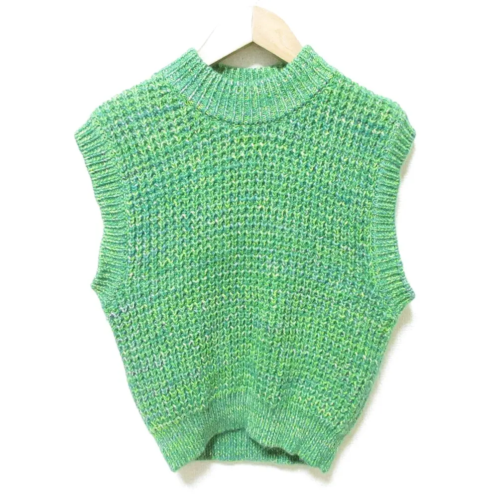 22AW CABaN キャバン コットンカシミヤミックスワッフル モックネックベスト プルオーバー ニット カットソー F グリーン