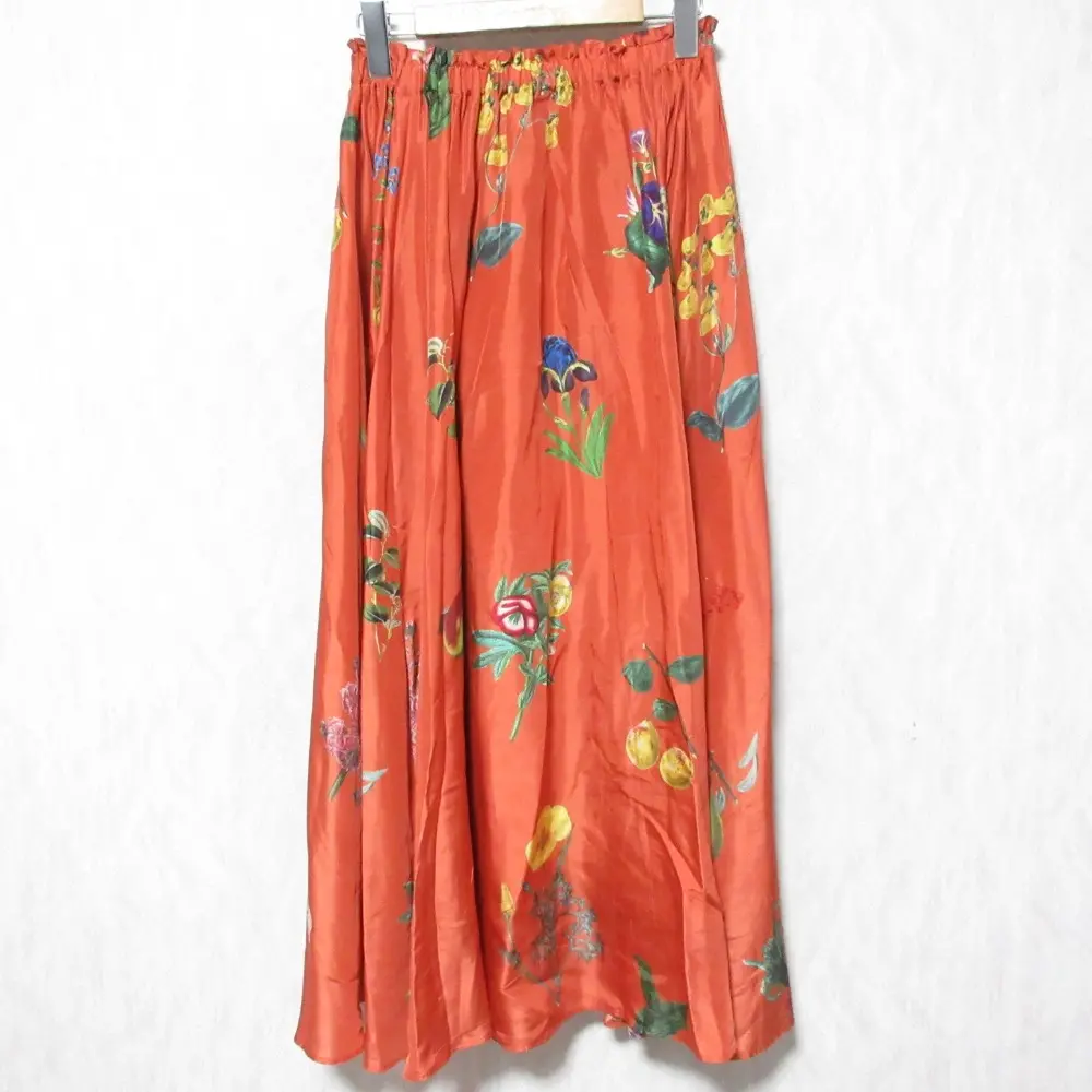 23AW CABaN キャバン トゥモローランド シルク BLOOMIN' ART プリントフレアスカート 2way 39-05-34-05501 F オレンジ