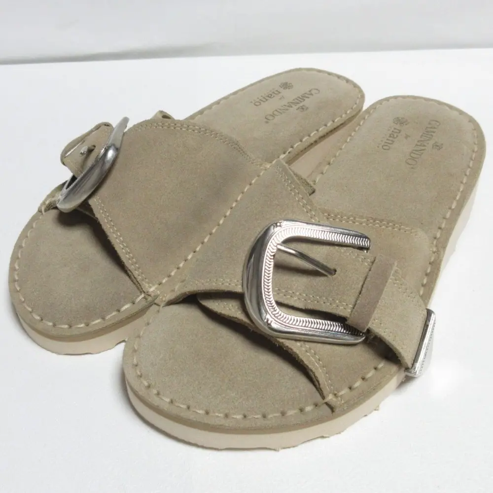 CAMINANDO × nano universe カミナンド×ナノユニバース 別注 ベルトデザイン フラットサンダル 6 23.0cm相当 ベージュ