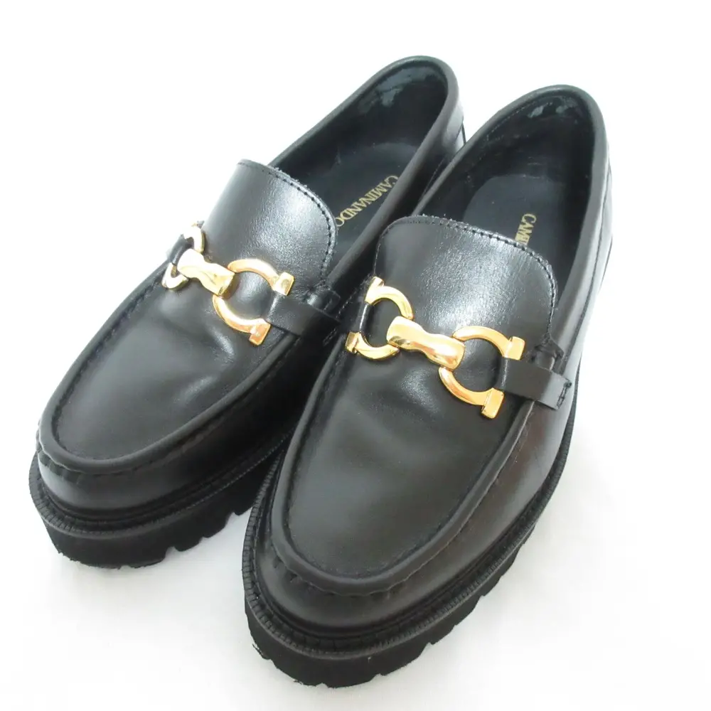 CAMINANDO カミナンド BIT LOAFER レザー ビットローファー 2441W サイズ8 約24cm ブラック×ゴールド金具