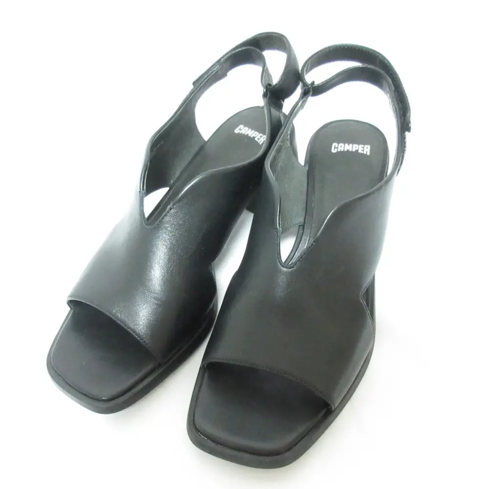 CAMPER カンペール Karolina カロリナ レザー ブロックヒール バックストラップ サンダル K200102 38 約24cm ブラック