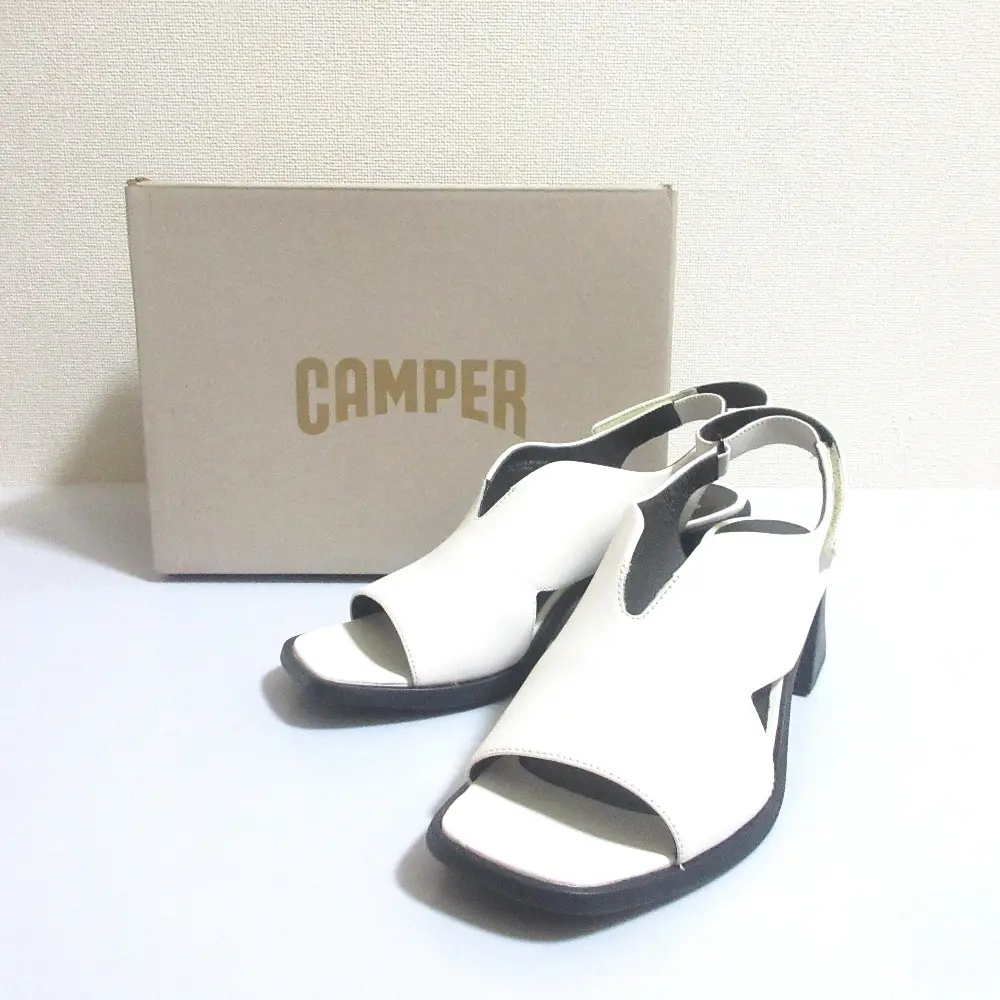 CAMPER カンペール Karolina カロリナ レザー チャンキーヒール バックストラップ サンダル K200102 EU38 24cm ホワイト
