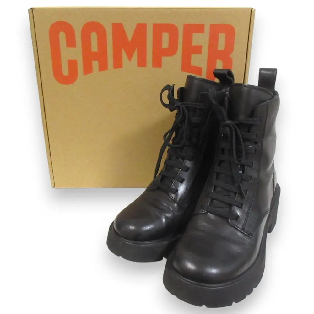CAMPER カンペール Milah レザー レースアップ ショートブーツ K400577-001 サイズ36 ブラック