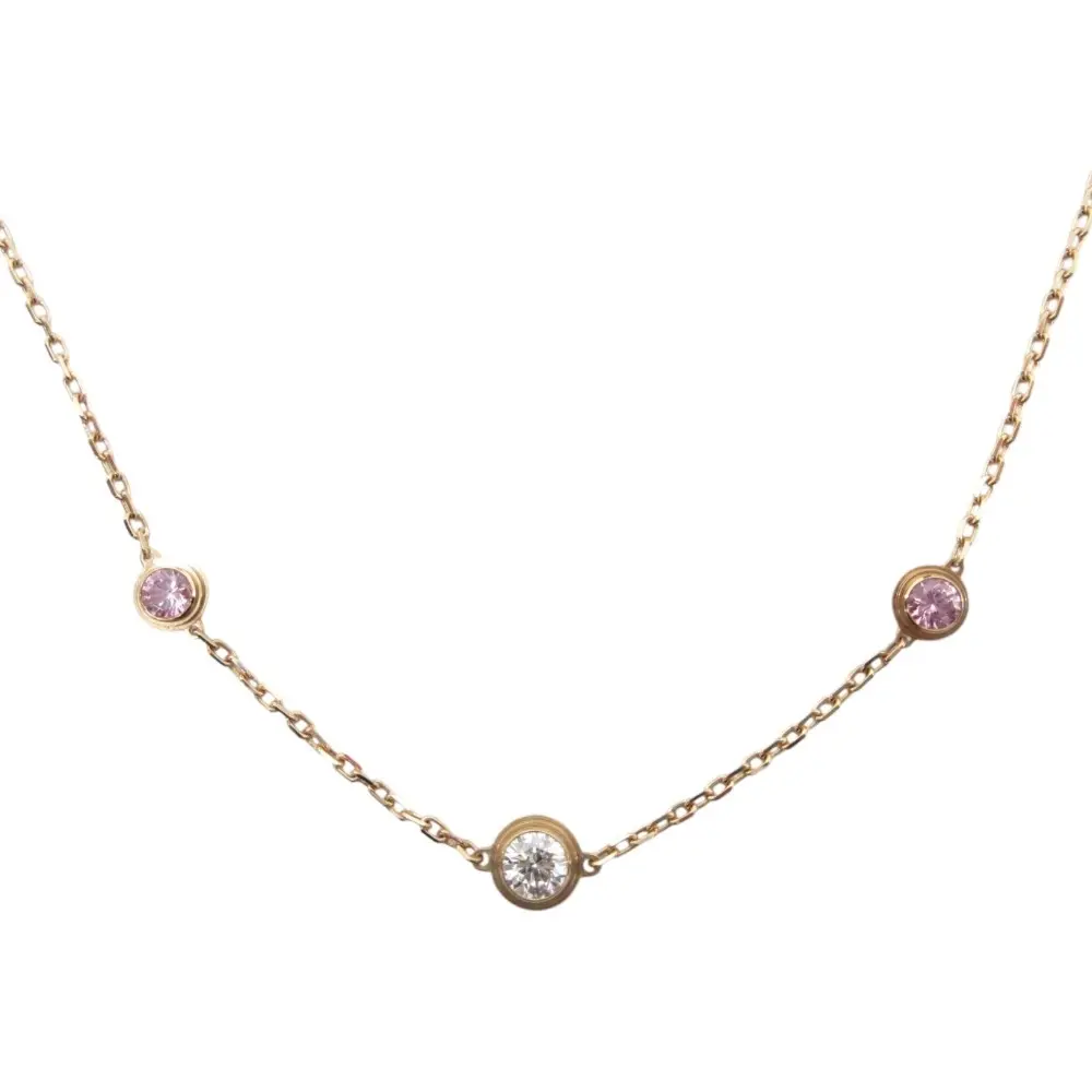 Cartier カルティエ ディアマンレジェ ダムール ダイヤモンド ピンクサファイア 3P ネックレス ペンダント K18PG ピンクゴールド