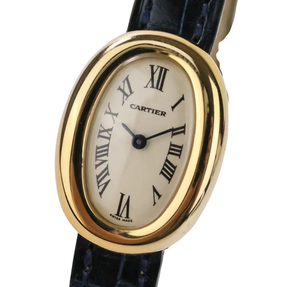Cartier カルティエ ミニ ベニュワール レデースウォッチ 腕時計 クォーツ W1510956 白文字盤 750 K18YG 可動品 ゴールド