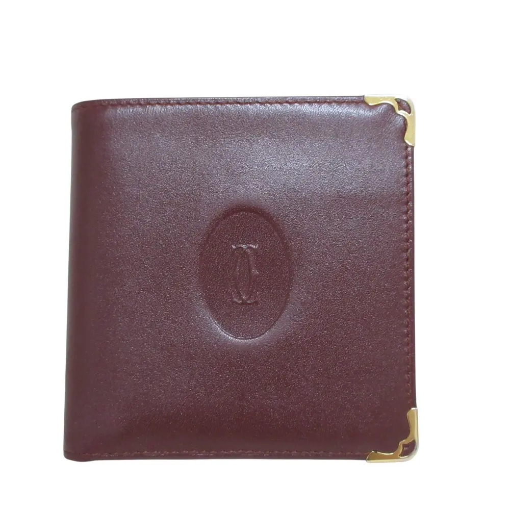 Cartier カルティエ マストドゥカルティエ コンパクトウォレット 二つ折り財布 ボルドー