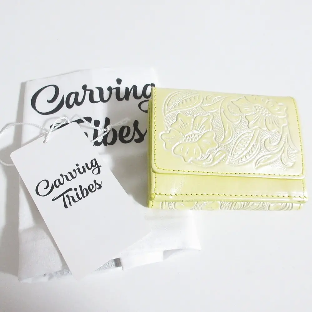 24AW CARVING TRIBES カービングトライブス MINI Wallet レザー ミニウォレット 三つ折り 財布 0424387609 イエロー