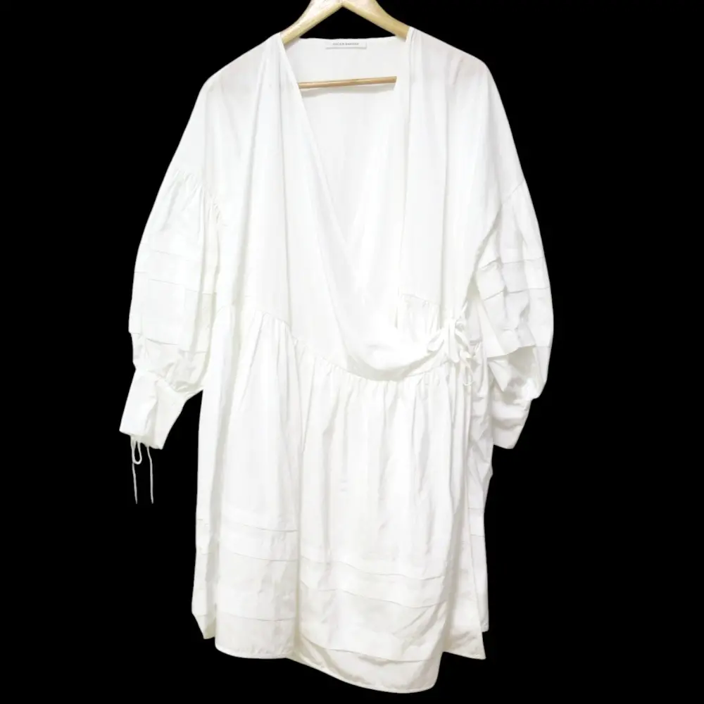 CECILIE BAHNSEN セシリーバンセン AMALIE DRESS Vネック 長袖 ラップドレス ワンピース Mサイズ ホワイト