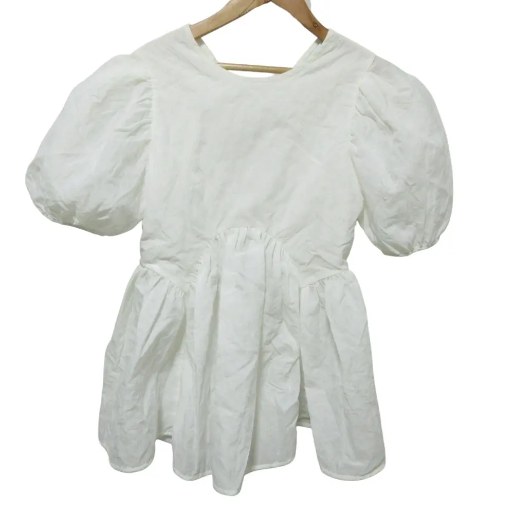 クリーニング済 Cecilie Bahnsen セシリーバンセン Kaspanje blouse mist matelasse バックオープン ブラウス UK8 ホワイト