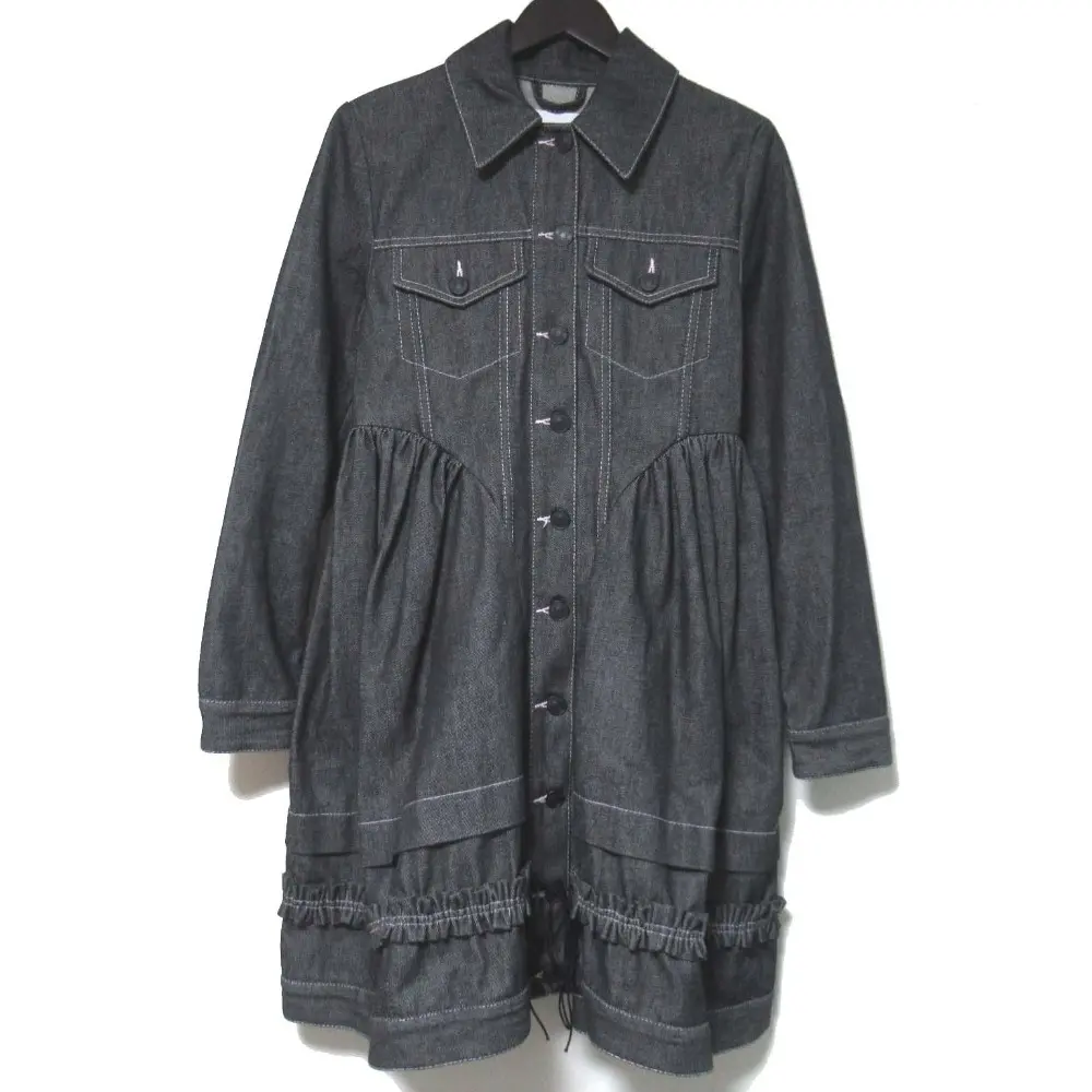 24SS CECILIE BAHNSEN セシリーバンセン VERONA DRESS 長袖 ギャザー デニムワンピース サイズUK6 ブラック