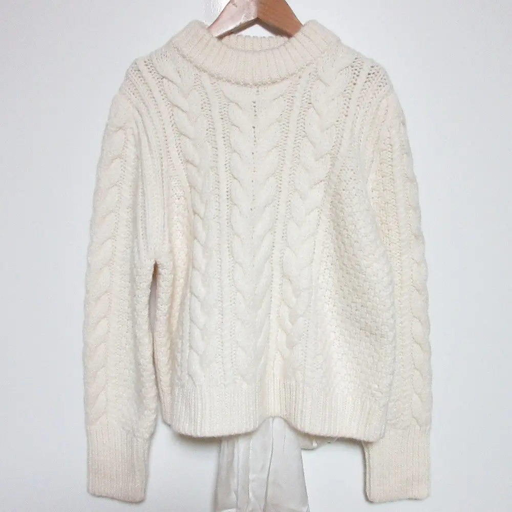 CECILIE BAHNSEN セシリーバンセン GENEVA JUMPER オープンバック アルパカブレンド ケーブルニット セーター XS/S アイボリー