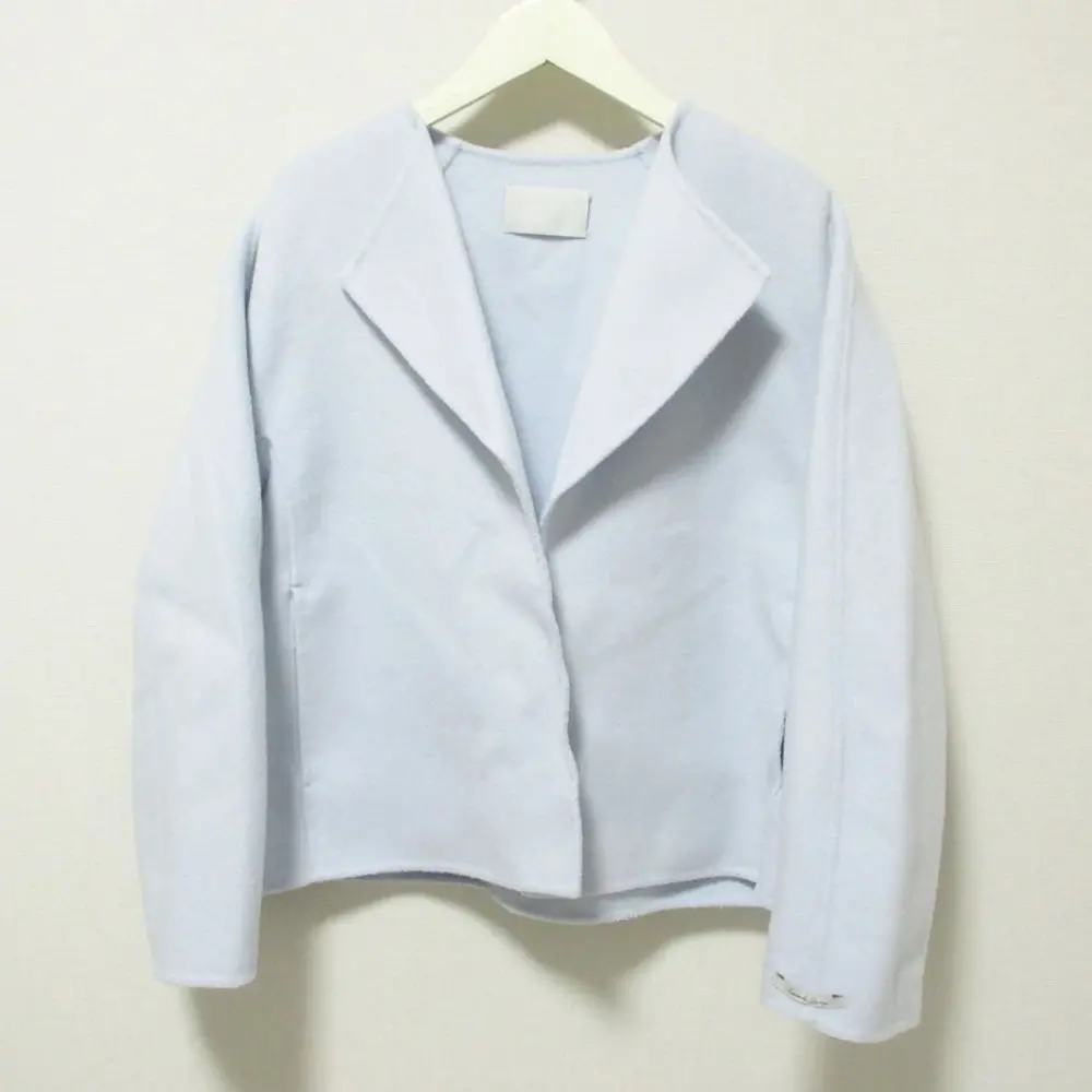 CELFORD セルフォード ショートリバーコート ボタンレス ノーカラージャケット 36 ライトブルー