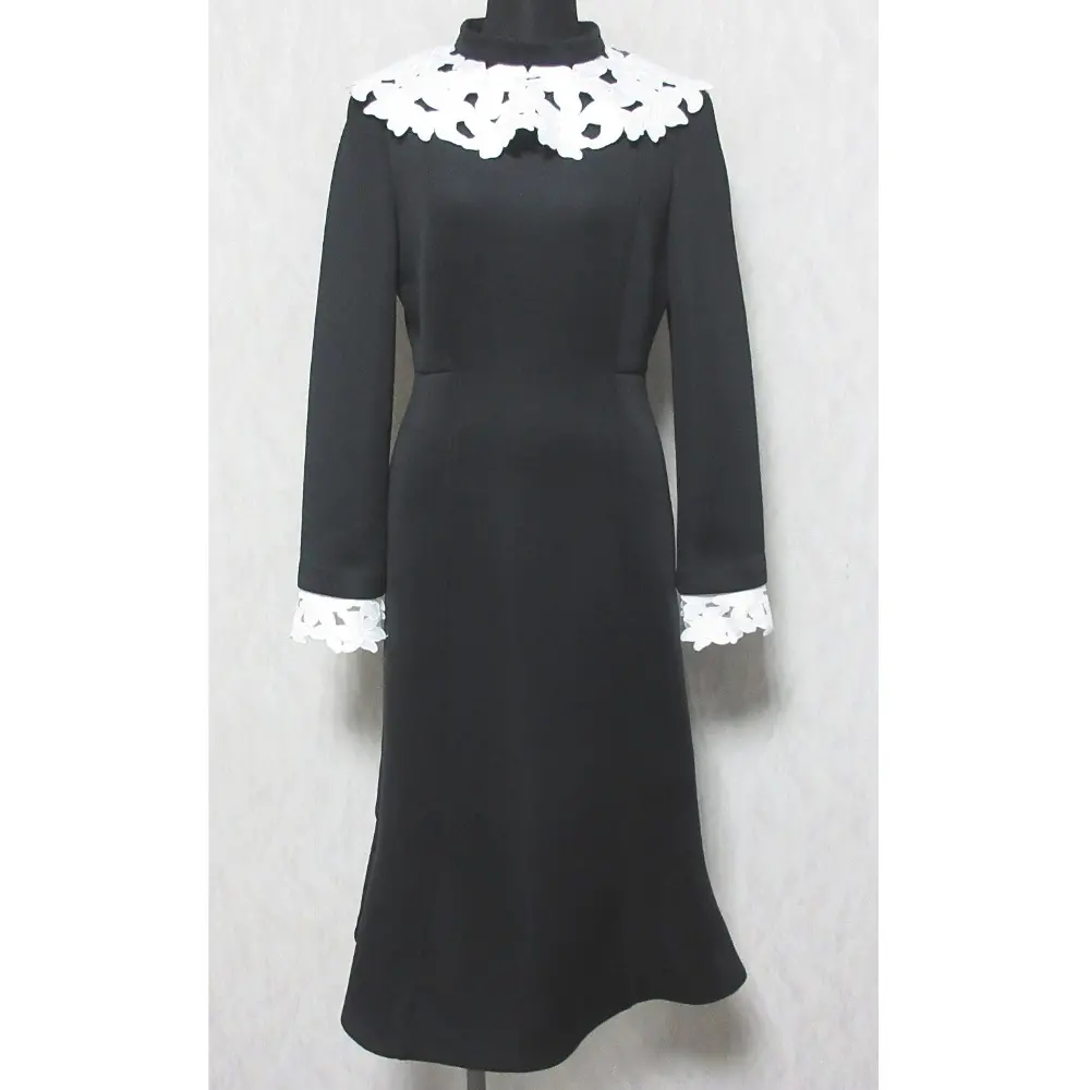 22AW CELFORD セルフォード レース衿マーメイドワンピース 長袖 ロングドレス CWC0225026 34 ブラック