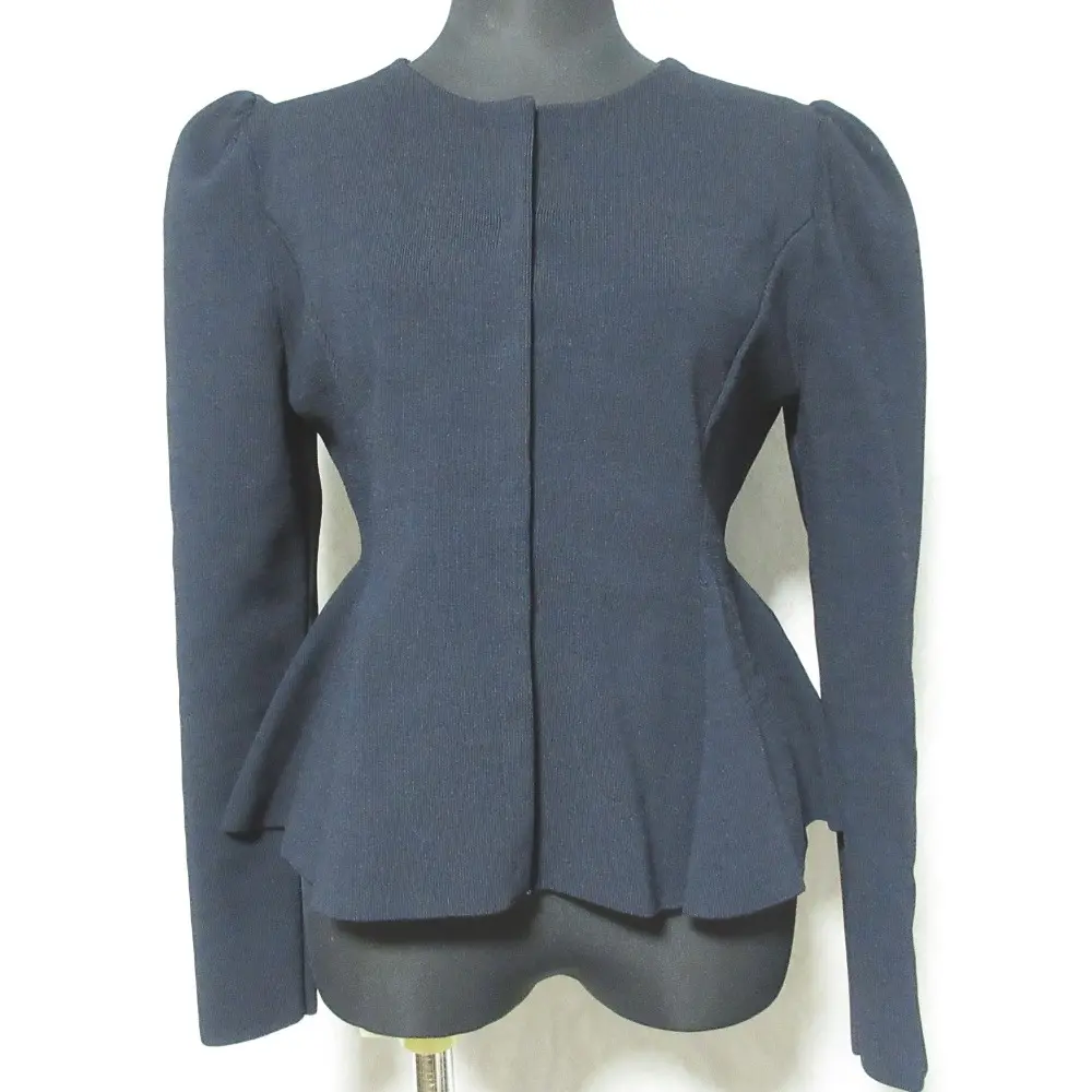 CELFORD セルフォード ストレッチ パフスリーブ ペプラムニットカーディガン CWNT191068 36 ネイビー