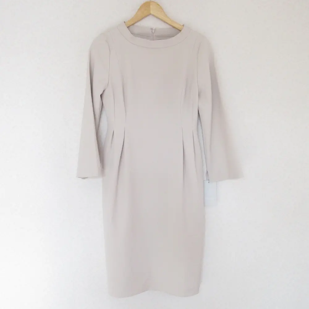 CERFORD セルフォード ボートネックタックタイトワンピース ミディドレス CWFO201033 38 ベージュ