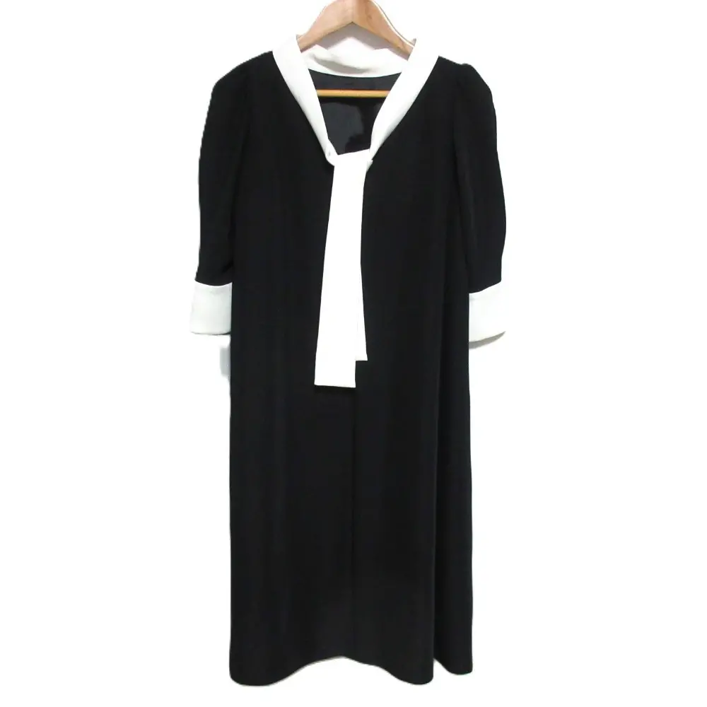 22AW CELFORD セルフォード Aラインボウタイワンピース バイカラー 配色 ミディドレス CWFO224117 36 ブラック