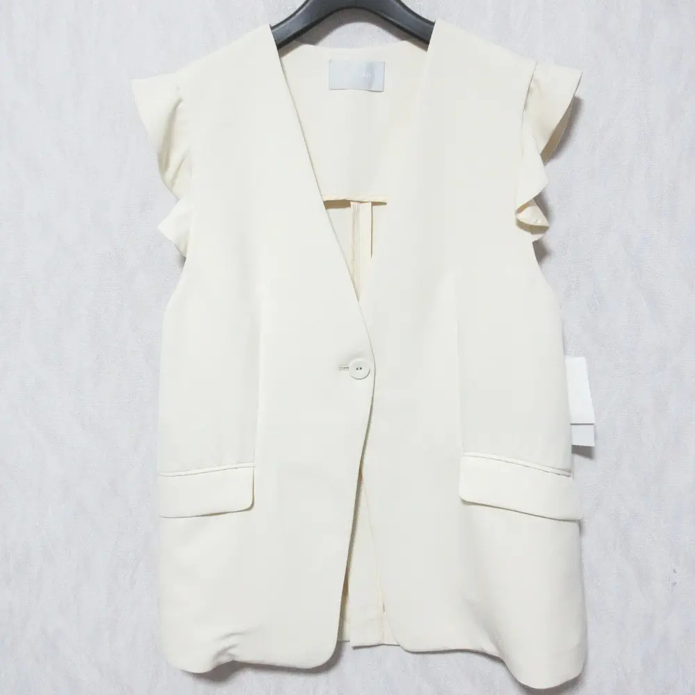 22SS CELFORD セルフォード フリルスリーブジレ CWFV221030 サイズF ライトベージュ