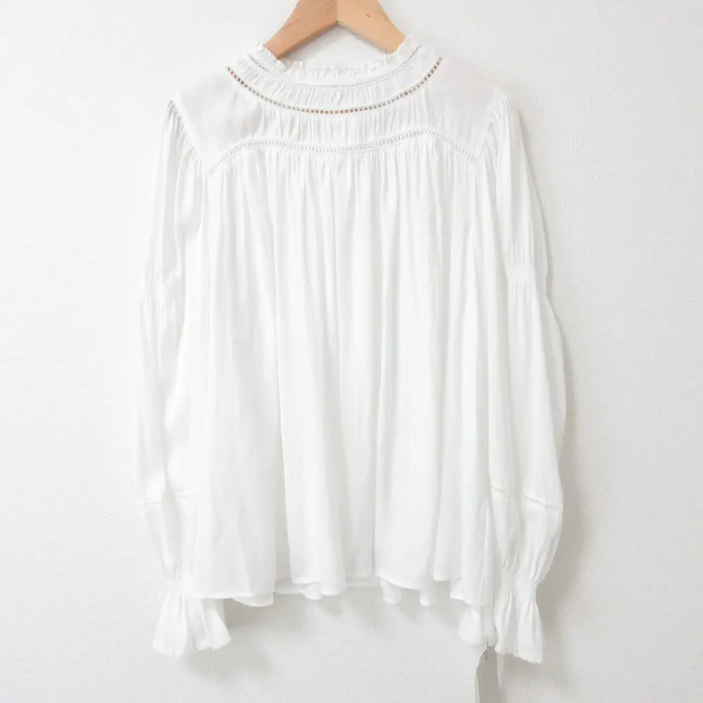 25SS CELFORD セルフォード レースインサートブラウス 長袖 プルオーバー CWFB251114 サイズF オフホワイト 