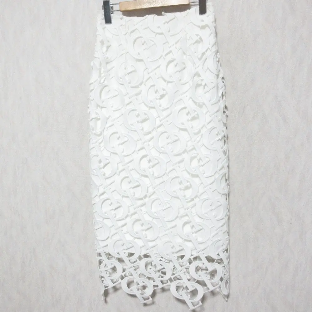22SS CELFORD セルフォード モノグラムレース タイト ロングスカート CWFS221072 38 ホワイト