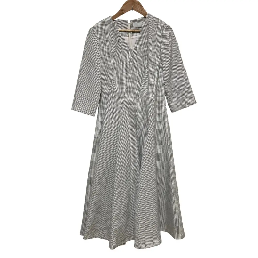 22AW CELFORD セルフォード ツイストワンピース 七分袖 フレア ミディドレス CWFO224069 サイズ36 オフホワイト×ブラック