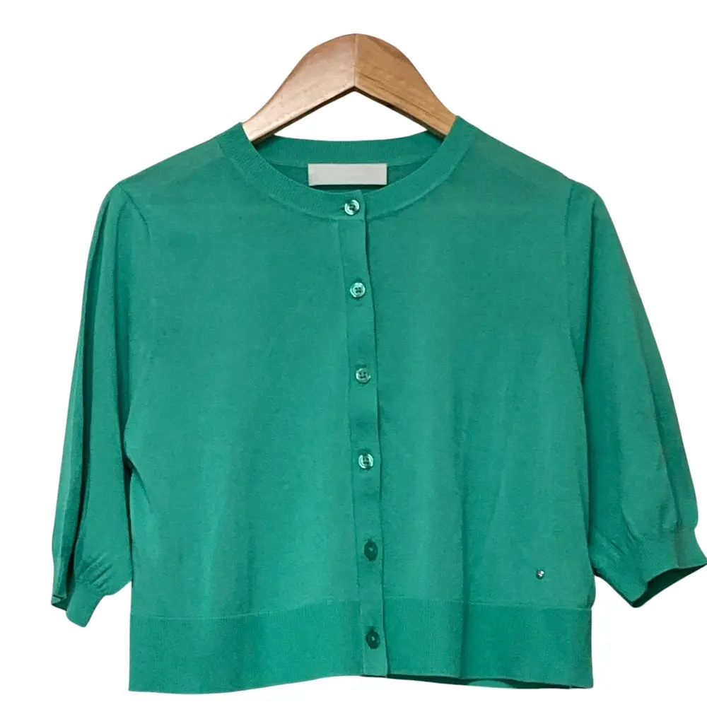 24SS CELFORD セルフォード ハーフスリーブ シアーカーディガン サイズF グリーン 