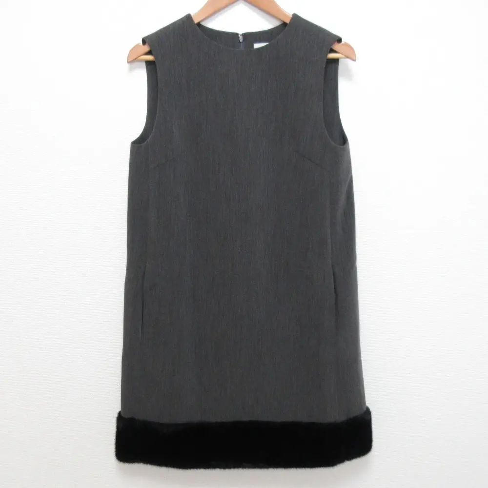 24AW CELFORD セルフォード 裾ファーミニワンピース  サイズ36 グレー