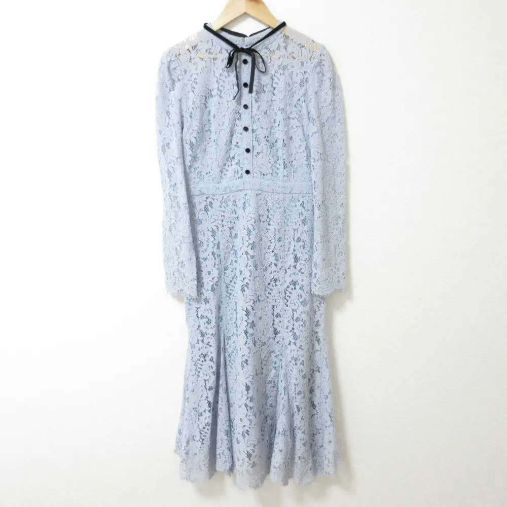 22AW CELFORD セルフォード ボウタイレースマーメイドワンピース サイズ36 サックスブルー