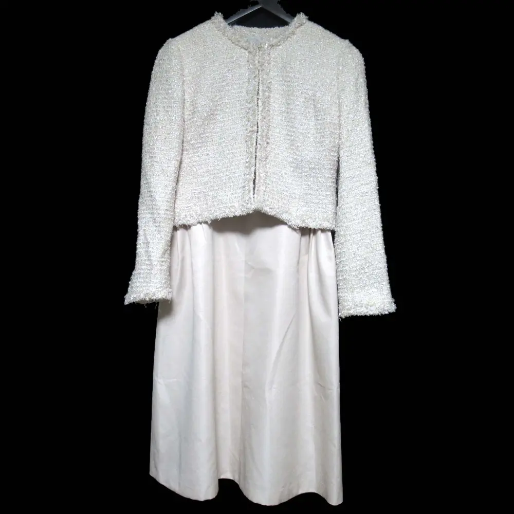 CELFORD セルフォード ツイード ノーカラージャケット+ワンピース オケージョン アンサンブル サイズ36/38 ピンクベージュ