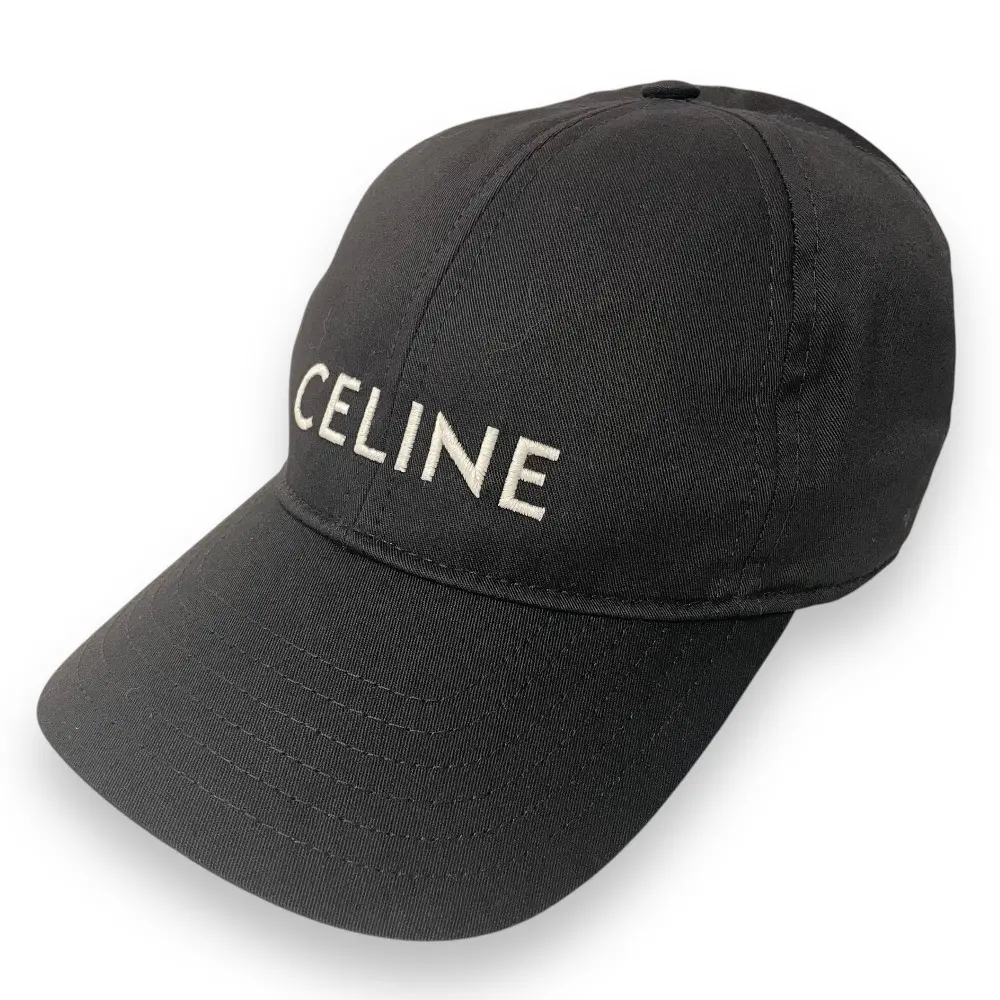 CELINE セリーヌ エディ期 ロゴ刺繍 ベースボールキャップ 帽子 2AUS9242N M ブラック