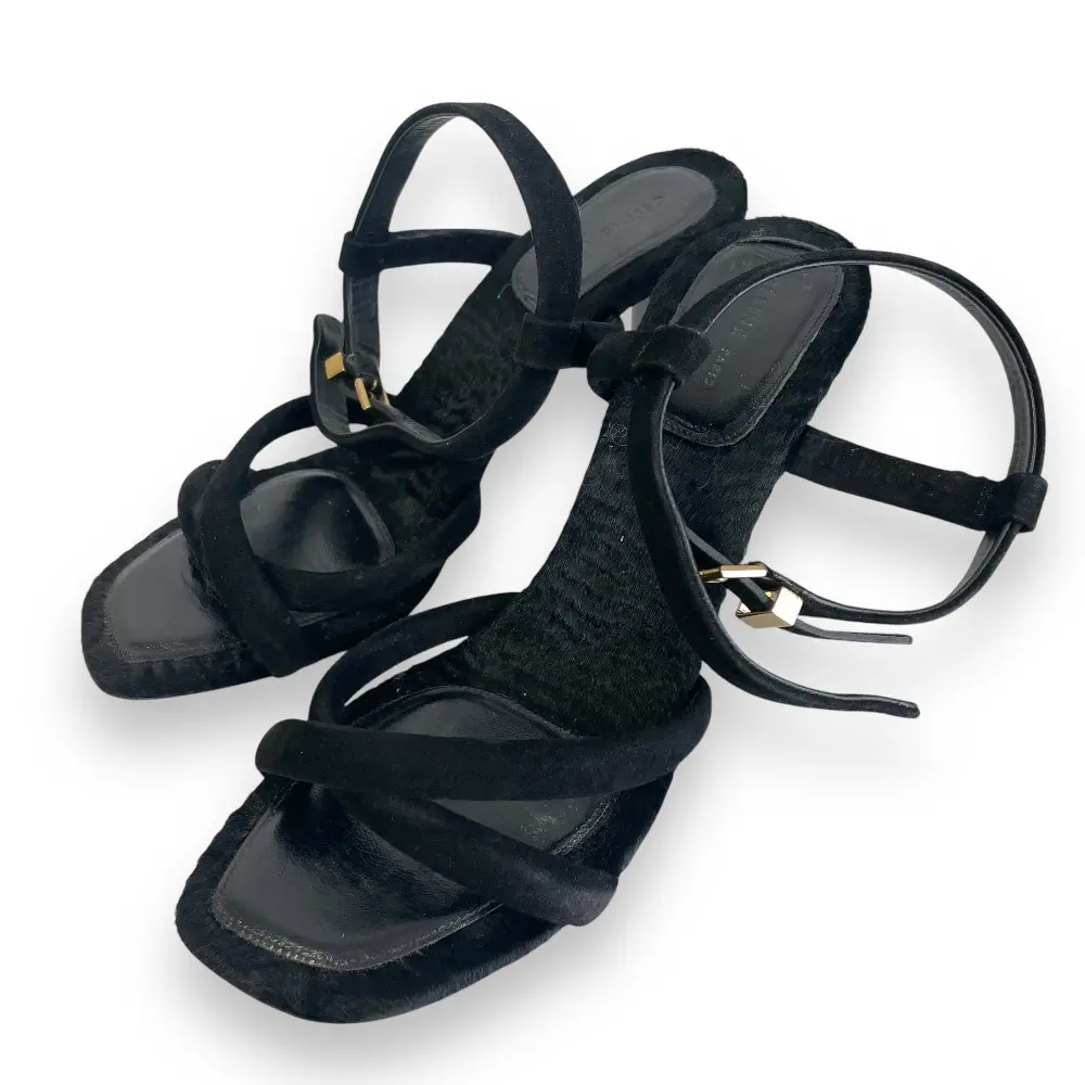 CELINE セリーヌ フィービー期 ハラコレザー アンクルストラップ サンダル 36 約23cm ブラック