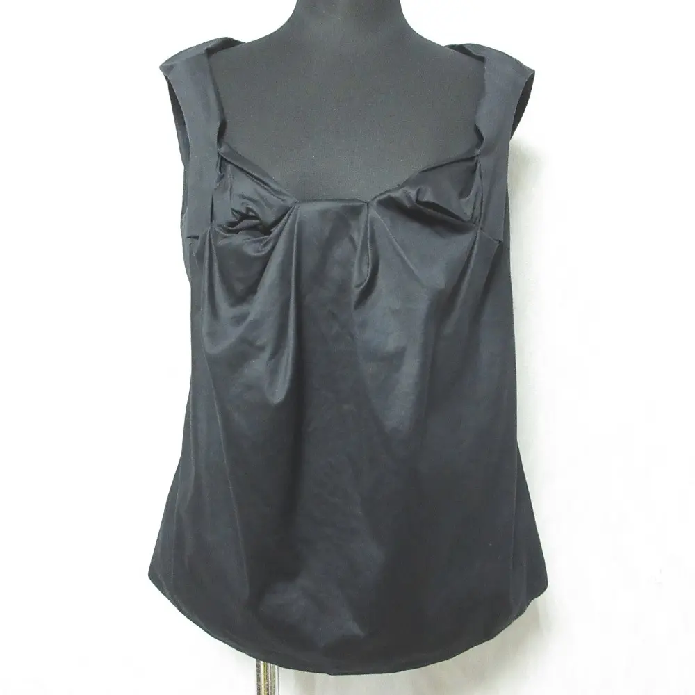 CELINE セリーヌ ストレッチ リボンデザイン ノースリーブカットソー トップス 36 ブラック