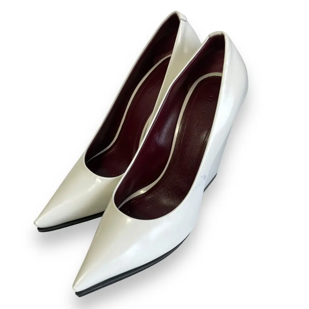 CELINE セリーヌ フィービー期 レザー ポインテッドトゥ ハイヒール パンプス 36 約23cm ホワイト