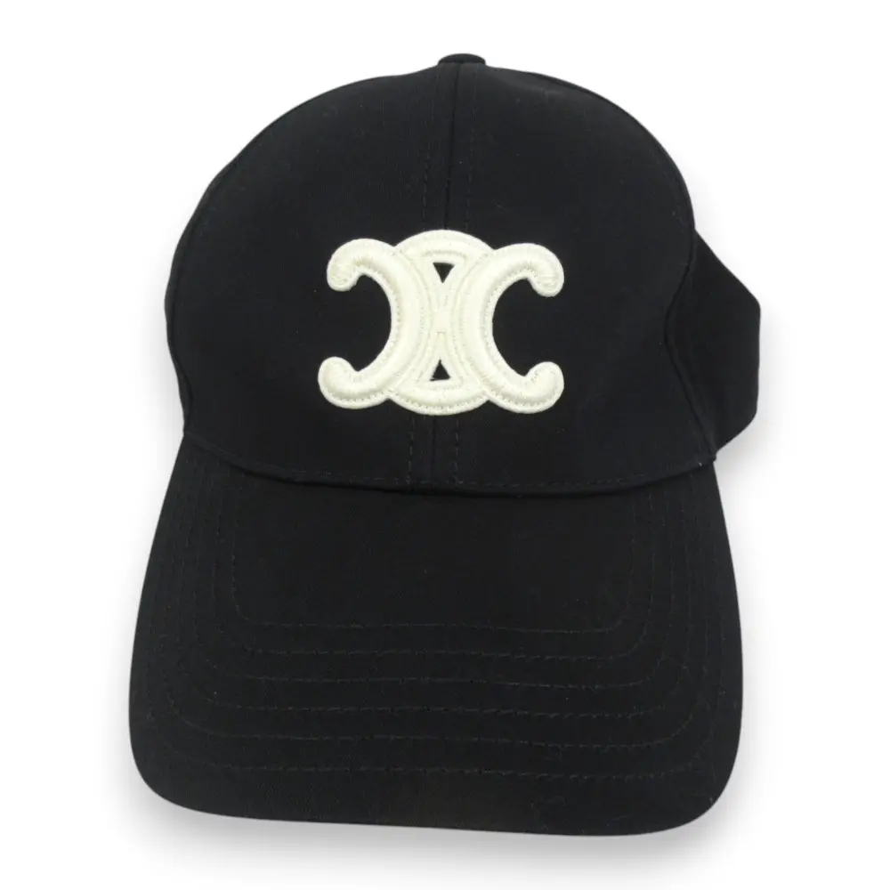 CELINE セリーヌ トリオンフ刺繍 ベースボールキャップ 2AUT6969P.38NO Sサイズ ブラック×ホワイト