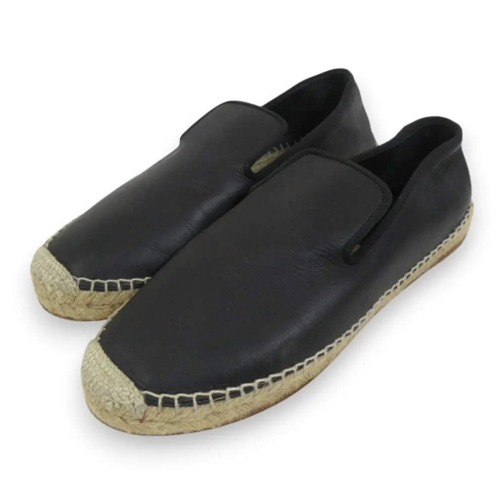CELINE セリーヌ フィービー期 レザー エスパドリーユ スリッポン フラットシューズ 38 約24cm ブラック