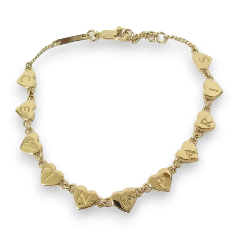 23AW CELINE セリーヌ ハート ロゴ刻印 ブレスレット アクセサリー ゴールド