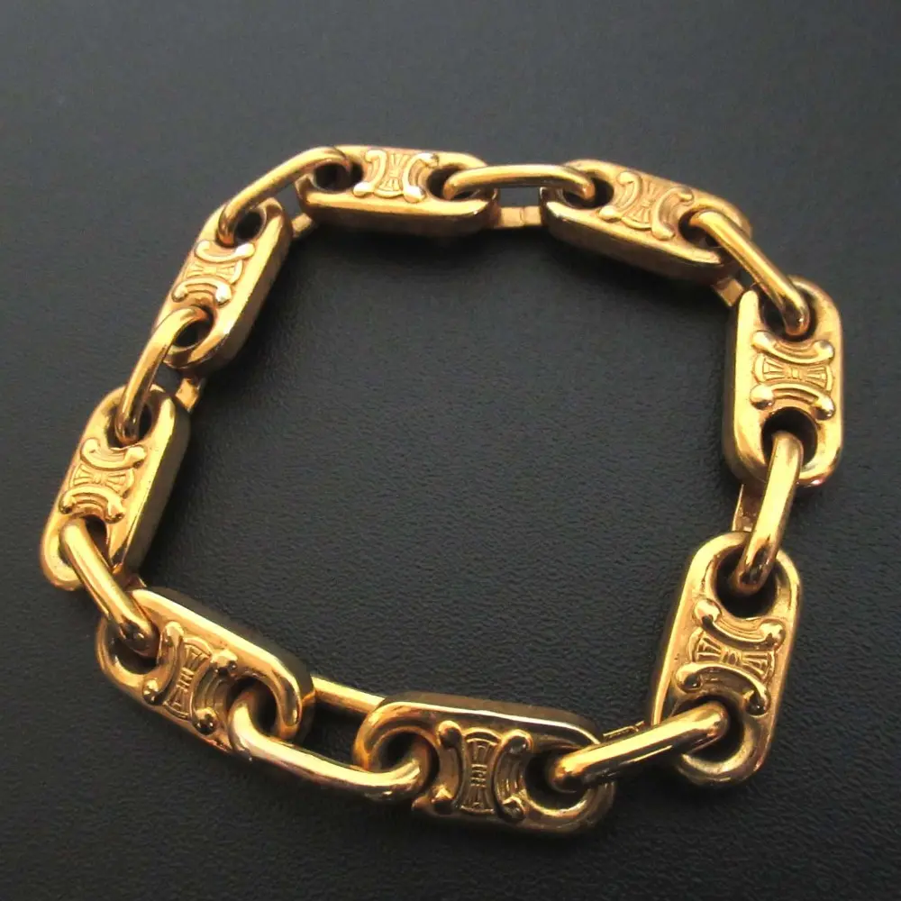 【美品】セリーヌ　マカダム　チェーン　ブレスレット　ゴールド　アクセサリー638 マカダムチェーンブレスレット ゴールド ヴィンテージ|セリーヌ CELINE