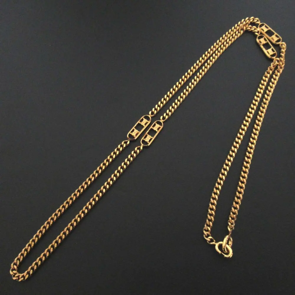 CELINE セリーヌ ヴィンテージ GP マカダム ロング 喜平 チェーン ネックレス ゴールド