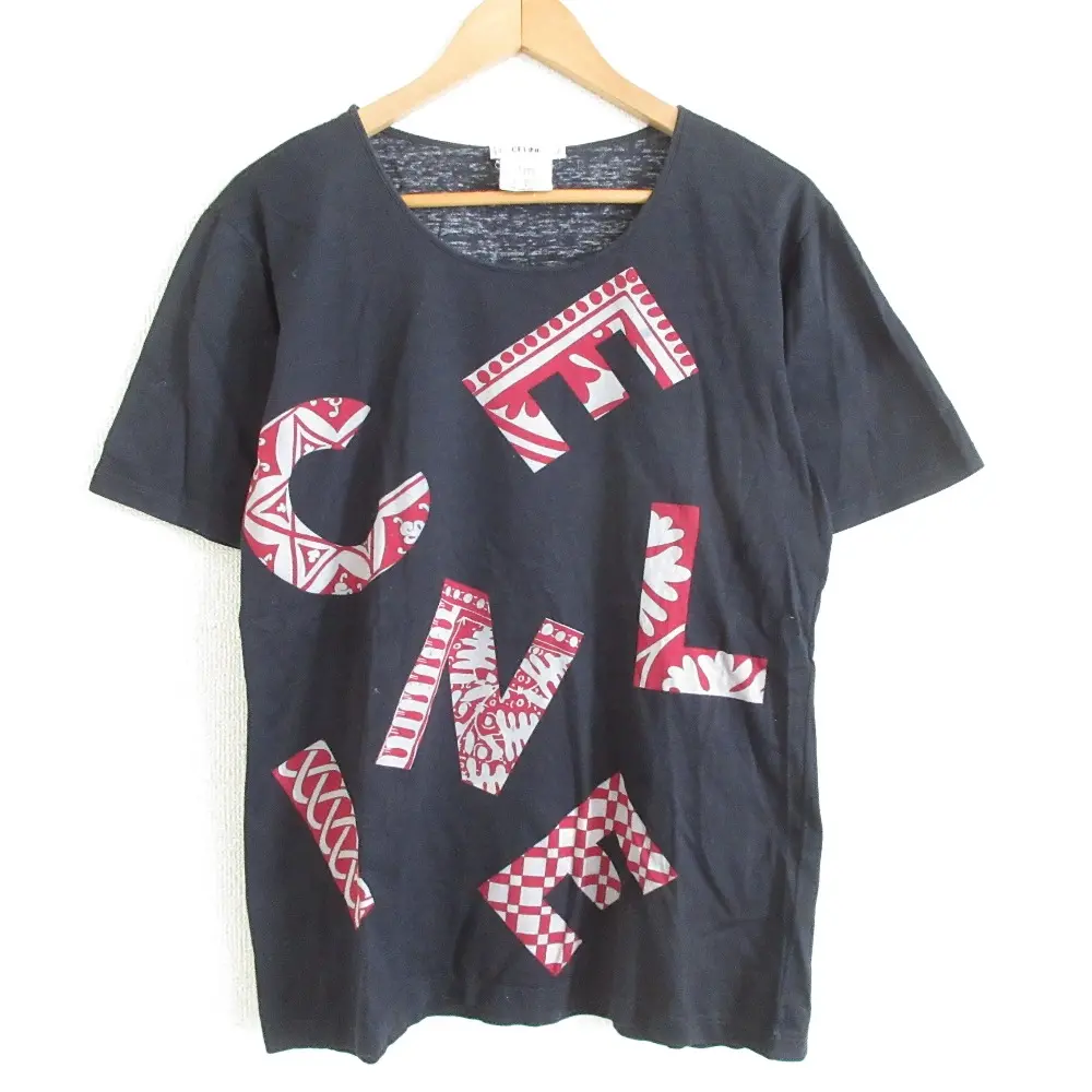 CELINE セリーヌ ヴィンテージ ロゴプリント クルーネック 半袖 ショートスリーブ Tシャツ カットソー L ブラック