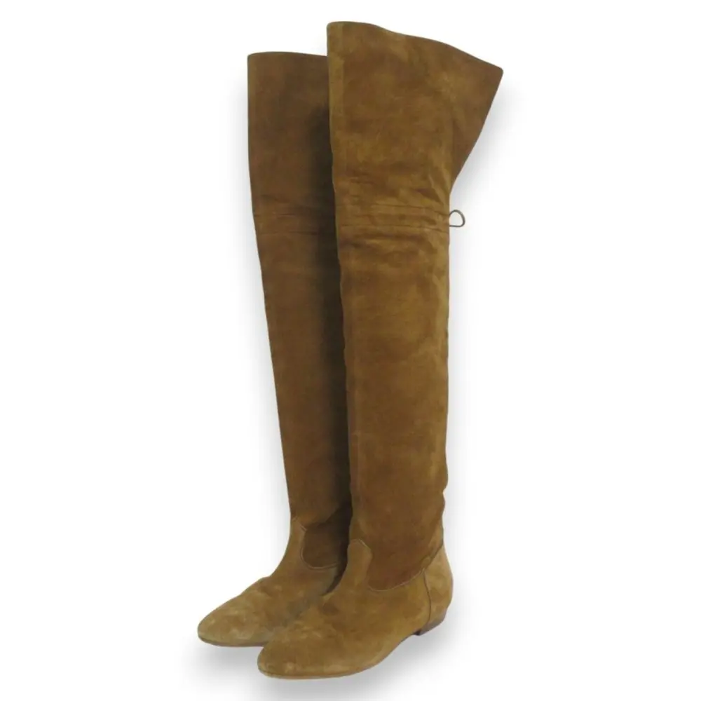 CELINE セリーヌ CHAT シャボテ スエード ニーハイ ロング フラットブーツ 38 約25cm キャメル ブラウン系