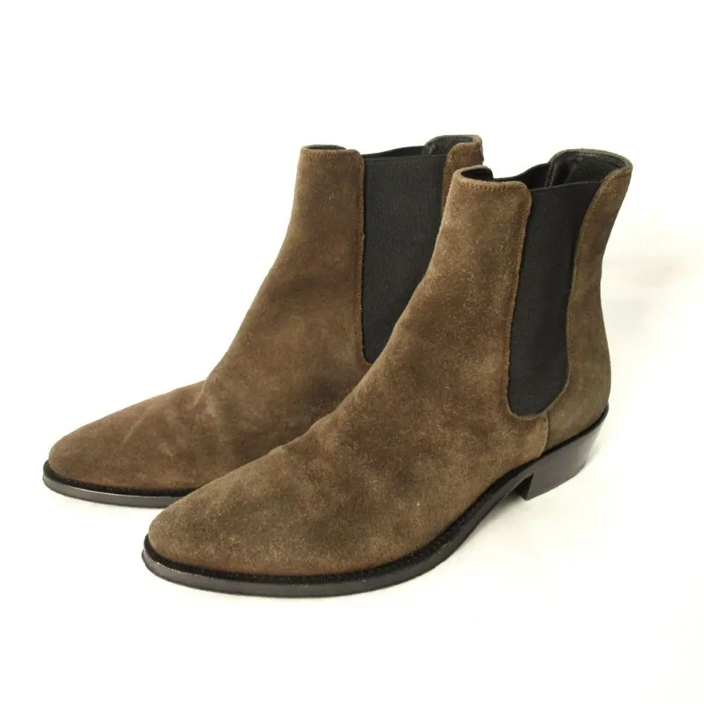 CELINE セリーヌバイエディスリマン スエード ポインテッドトゥ チェルシーブーツ サイドゴアブーツ 35 約22.5cm ブラウン