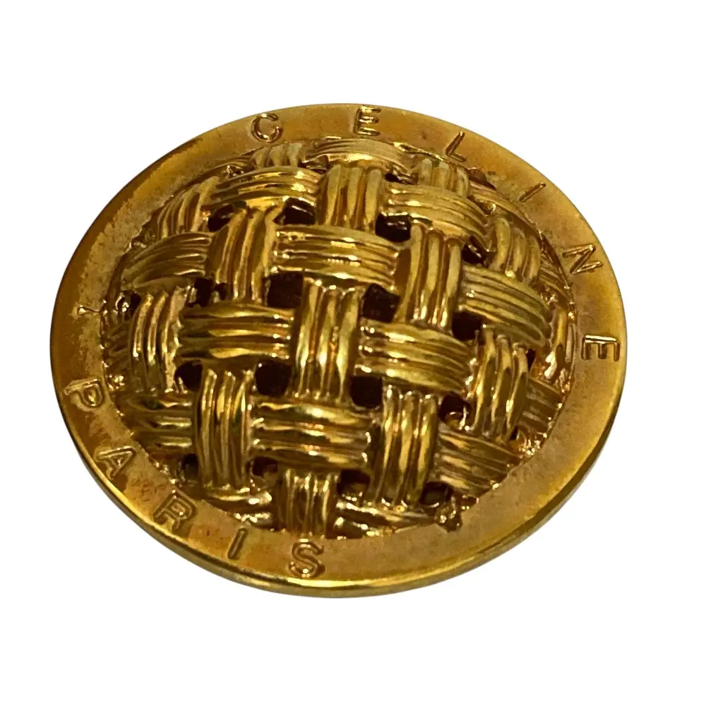 CELINE セリーヌ サークルロゴ メッシュデザイン ブローチ ゴールドカラー