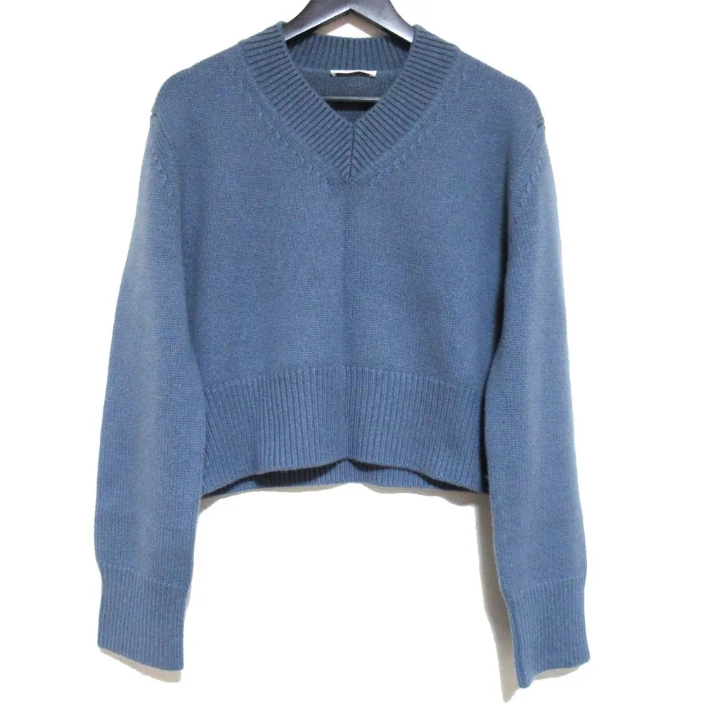 CELINE セリーヌ フィービー期 長袖 Vネック カシミヤ チャンキーニット セーター プルオーバー Mサイズ ブルー