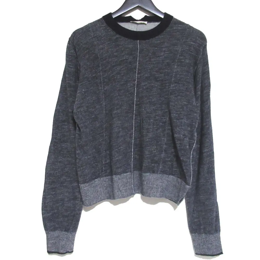 CELINE セリーヌ フィービー期 長袖 コットン ニット カットソー Sサイズ グレー×ブラック