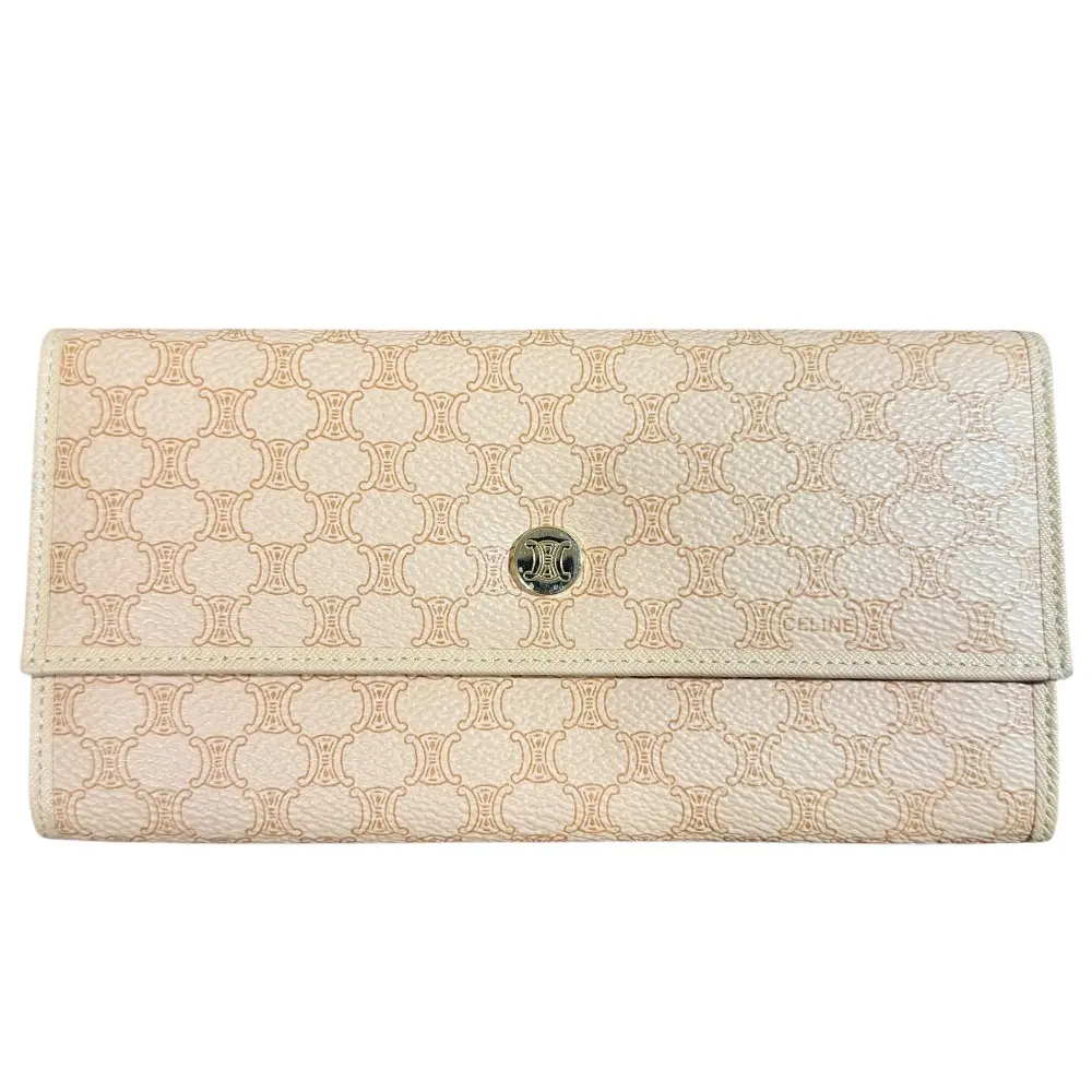 CELINE セリーヌ マカダム柄 がま口 長財布 ロングウォレット ベージュ
