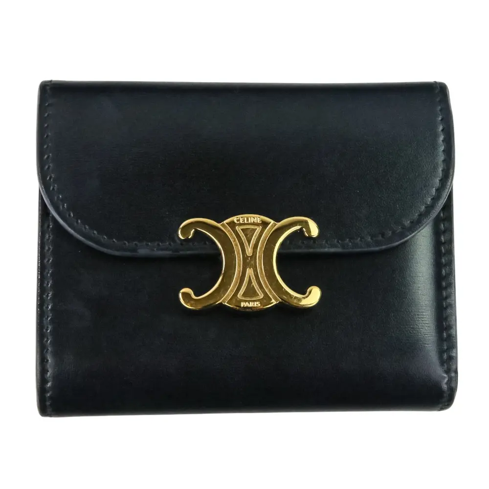 CELINE セリーヌ スモールフラップウォレット トリオンフ 三つ折り財布 ブラック