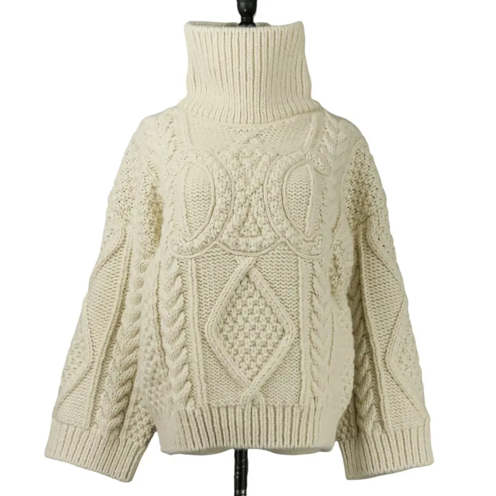 CELINE セリーヌ エディ期 PULL COL MONTANT TRIOMPHE ウールアルパカ トリオンフ ニットセーター 2AD9N286X サイズM ホワイト