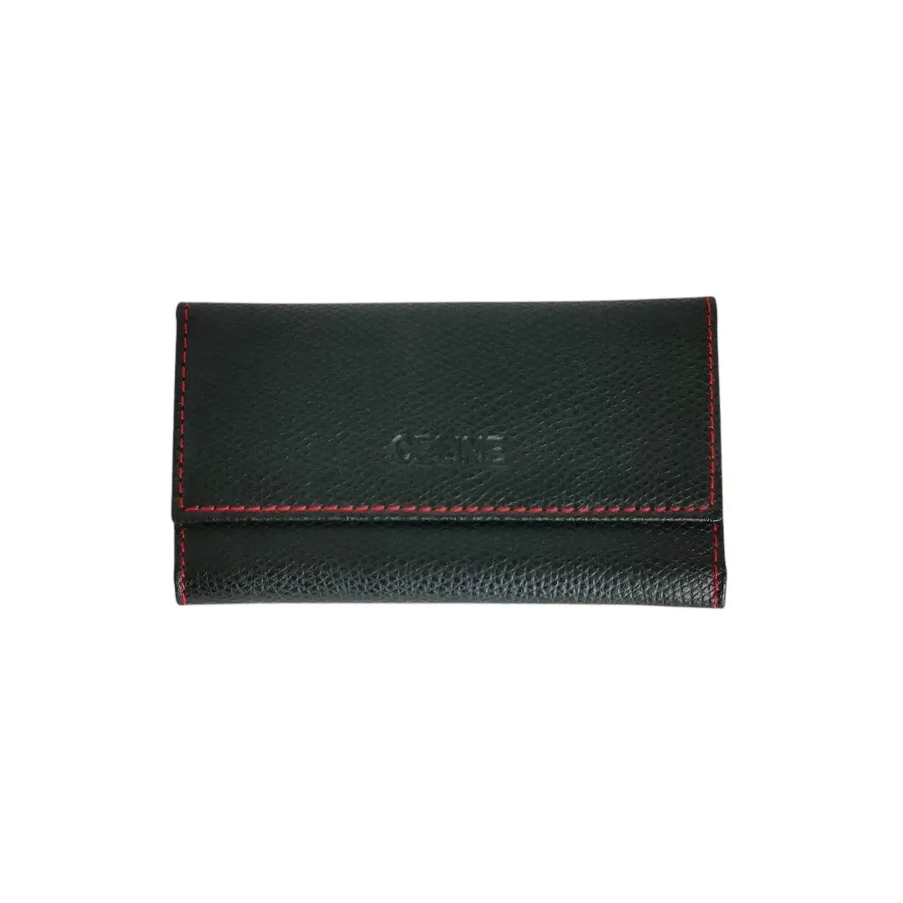 CELINE セリーヌ レザー ロゴ型押し 6連 キーケース ブラック