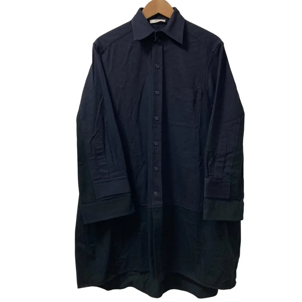 CELINE セリーヌ フィービー期 ドッキングシャツ ロングワンピース サイズ36 ネイビー×ブラック